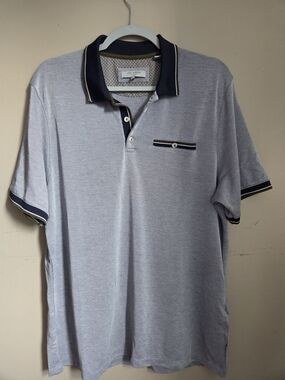 Ted Baker London Men’s Polo Shirt XL Size 5 Blue Navy Trim Modal Blend